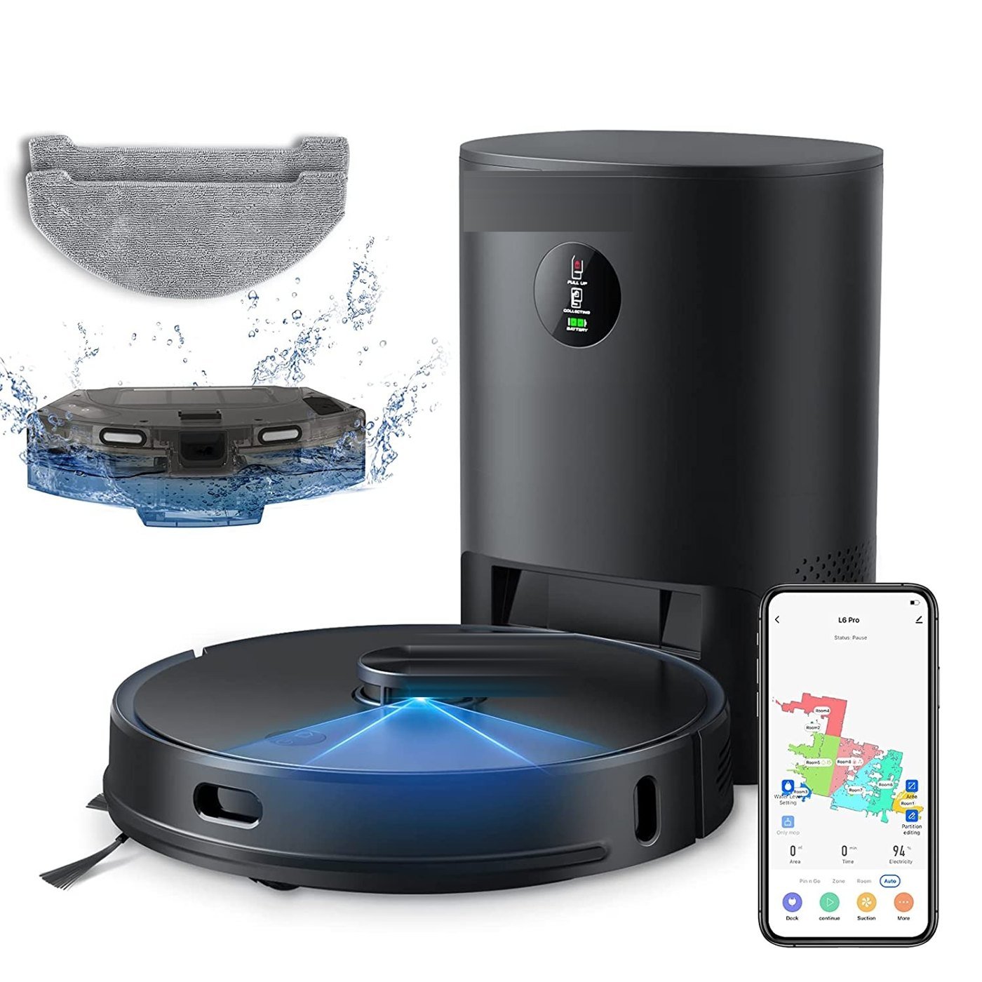 Robot aspirateur laveur LiDAR SLAM — 23 capteurs, sac 3,5 L